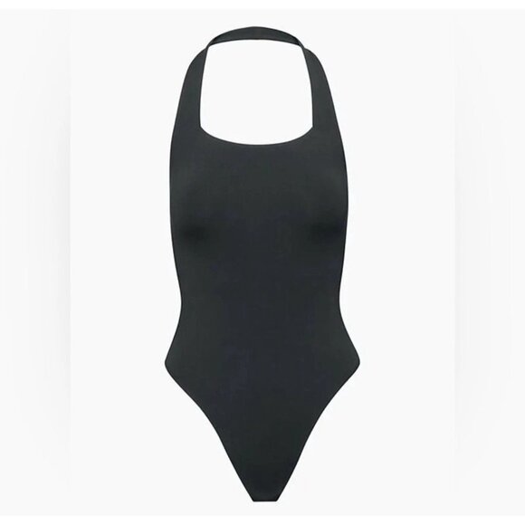 ARITZIA BABATON Kylie Contour halter Bodysuit Women’s Sz L Black - Picture 1 of 11